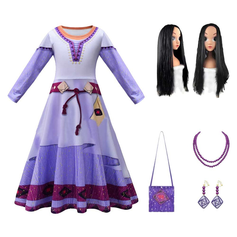 VeeGet Asha Kids Girls Cosplay Princess Dress Halloween Carnival Costume