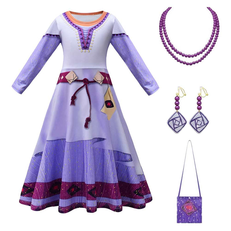 VeeGet Asha Kids Girls Cosplay Princess Dress Halloween Carnival Costume GirlKidsCostume