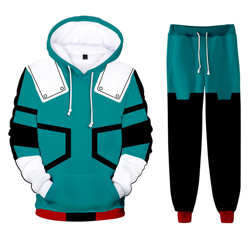 My Hero Academia Midoriya Izuku Cosplay Hoodie Casual Pants Set Adult 3D Print Sweatshirt Pullover Sweatpants Joggers Trousers Two Piece Sets