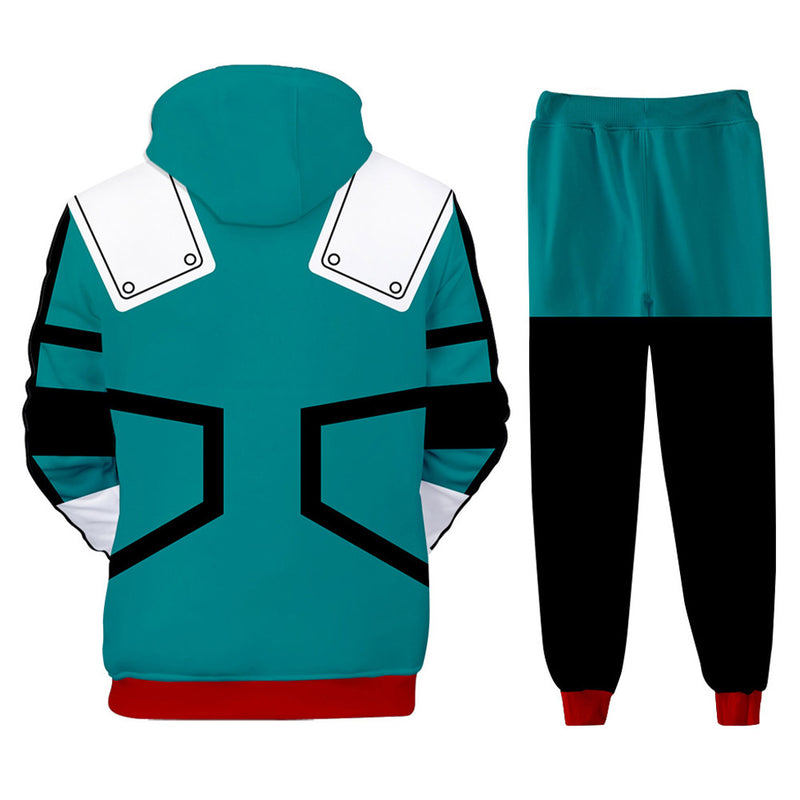 My Hero Academia Midoriya Izuku Cosplay Hoodie Casual Pants Set Adult 3D Print Sweatshirt Pullover Sweatpants Joggers Trousers Two Piece Sets