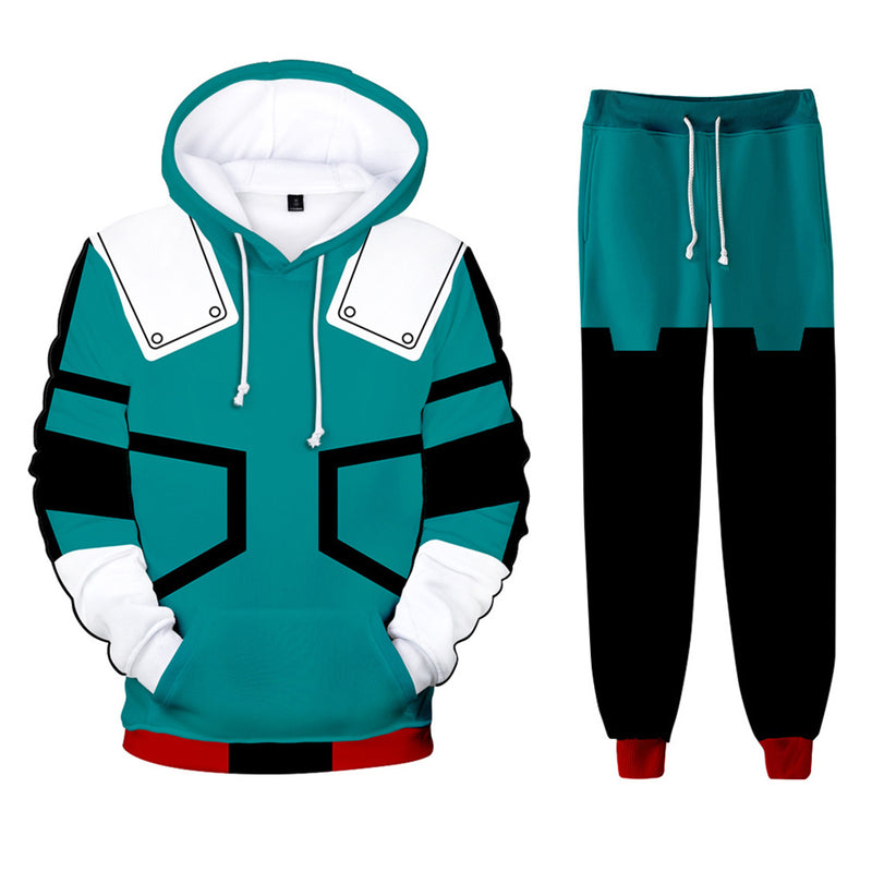 My Hero Academia Midoriya Izuku Cosplay Hoodie Pants Kids Children Casual 3D Printed Hooded Sweatshirt Sweatpants