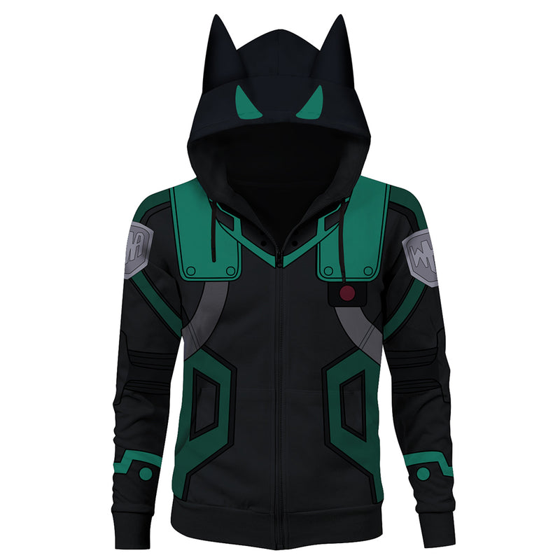 My Hero Academia the Movie 3： World Heroes‘ Mission Midoriya Izuku Cosplay Hoodie Zip Up Jacket Coat