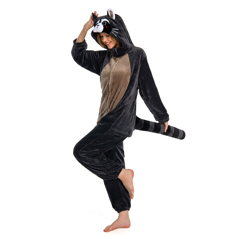 OLAOLA Adult Animal Onesie, Unisex Raccoon Onesies, Plush Cosplay Pajamas, One Piece Sleepwear Costu