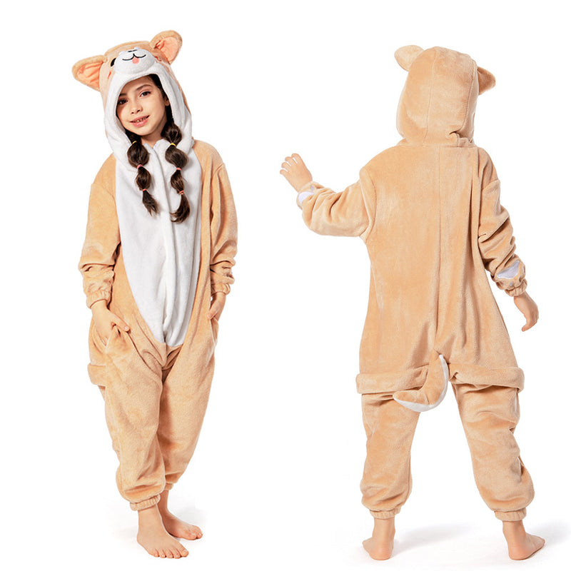 OLAOLA Shiba Dog Dress Up Pajamas Children Animal Kids Costume Kigurumi Mofumu Warm Room Cold Protection Winter Pajamas Cute Flannel Unisex M