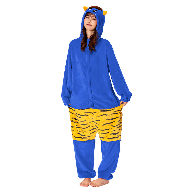 [OLAOLA] Cosplay Costume Sequence Ghost Red Ghost Blue Ghost Pajamas Costume Costume Adult Room Dress Bean-shaped Oni Repellent Cute Mofufu Warm Room Cold Prevention Fluffy Winter Pajamas Flour