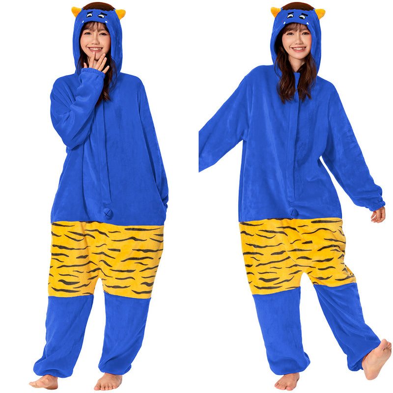 [OLAOLA] Cosplay Costume Sequence Ghost Red Ghost Blue Ghost Pajamas Costume Costume Adult Room Dress Bean-shaped Oni Repellent Cute Mofufu Warm Room Cold Prevention Fluffy Winter Pajamas Flour