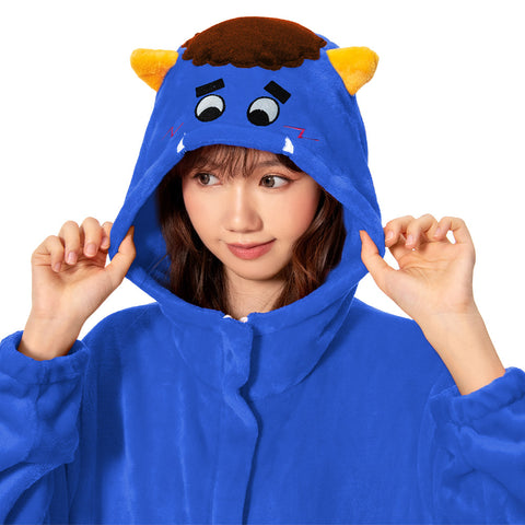 [OLAOLA] Cosplay Costume Sequence Ghost Red Ghost Blue Ghost Pajamas Costume Costume Adult Room Dress Bean-shaped Oni Repellent Cute Mofufu Warm Room Cold Prevention Fluffy Winter Pajamas Flour