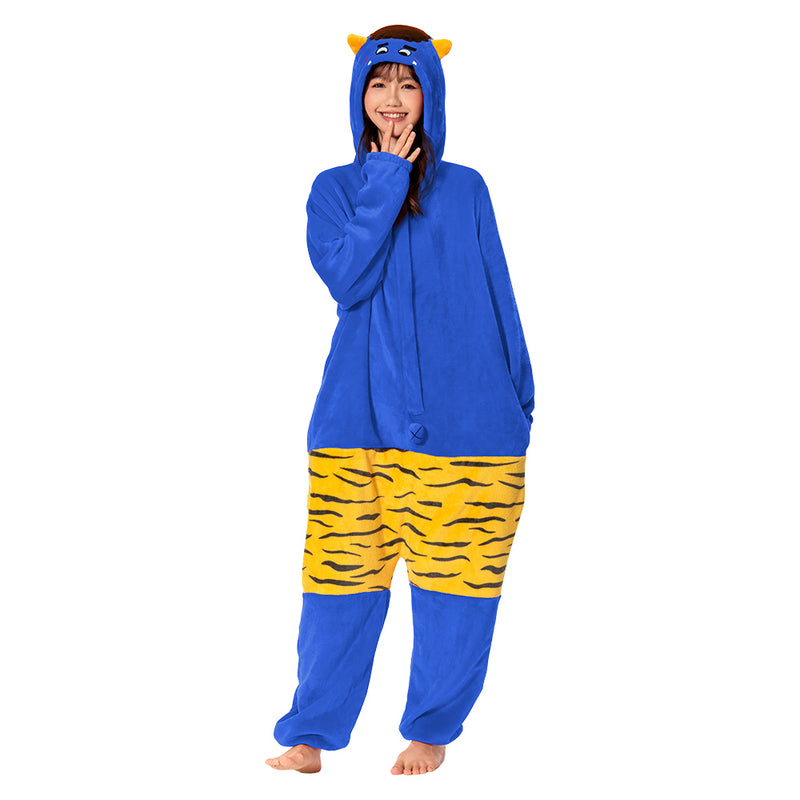 [OLAOLA] Cosplay Costume Sequence Ghost Red Ghost Blue Ghost Pajamas Costume Costume Adult Room Dress Bean-shaped Oni Repellent Cute Mofufu Warm Room Cold Prevention Fluffy Winter Pajamas Flour