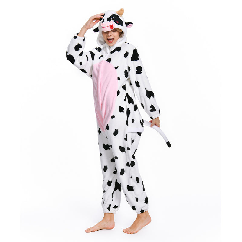 [OLAOLA] Cow wearing pajamas lovely adult Halloween animal room wearing doll pajamas also not warm room cold cold room clothes flannel for both men and women (S