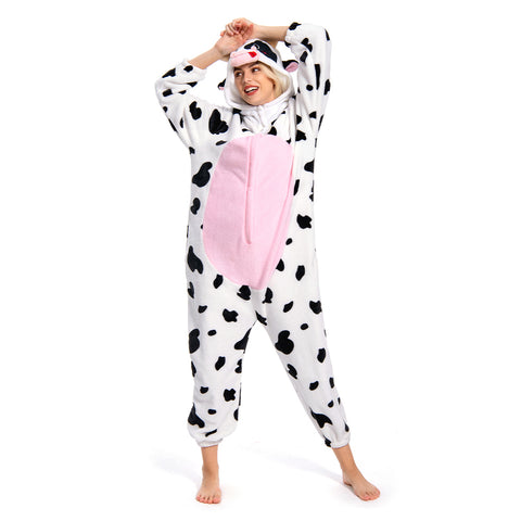 [OLAOLA] Cow wearing pajamas lovely adult Halloween animal room wearing doll pajamas also not warm room cold cold room clothes flannel for both men and women (S