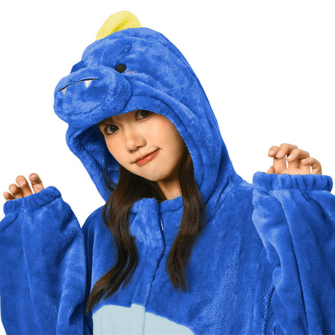 [OLAOLA] Dinosaur Costume Adult Pajamas Animal Costume Fluffy Winter Pajamas Adult Costume Cute Room Dress Fluffy Warm Room Cold Prevention Measures Fannel Material (Both Men and Women)