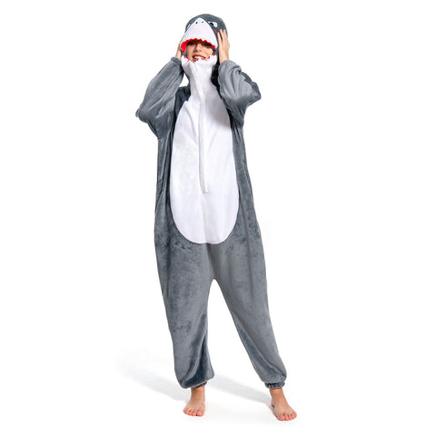 [OLAOLA] Sharks wear pajamas for adults on Halloween animal rooms wear pajamas wolf costumes are also warm room cold countermeasures lovely room clothes flannel for both men and women (