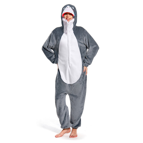 [OLAOLA] Sharks wear pajamas for adults on Halloween animal rooms wear pajamas wolf costumes are also warm room cold countermeasures lovely room clothes flannel for both men and women (