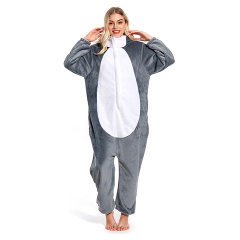 [OLAOLA] Sharks wear pajamas for adults on Halloween animal rooms wear pajamas wolf costumes are also warm room cold countermeasures lovely room clothes flannel for both men and women (