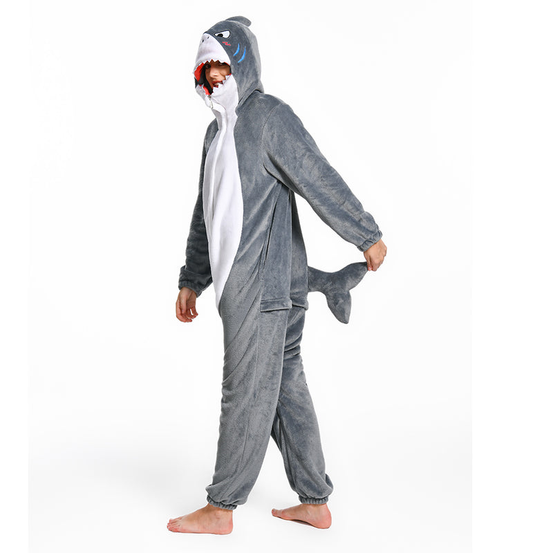 [OLAOLA] Sharks wear pajamas for adults on Halloween animal rooms wear pajamas wolf costumes are also warm room cold countermeasures lovely room clothes flannel for both men and women (