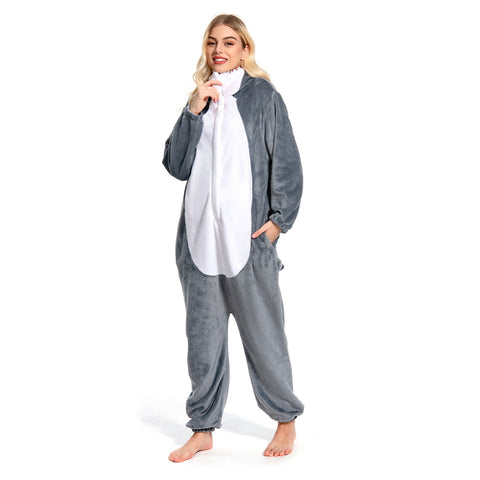 [OLAOLA] Sharks wear pajamas for adults on Halloween animal rooms wear pajamas wolf costumes are also warm room cold countermeasures lovely room clothes flannel for both men and women (