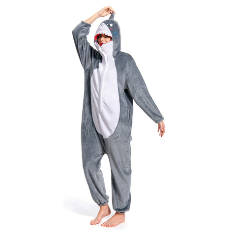 [OLAOLA] Sharks wear pajamas for adults on Halloween animal rooms wear pajamas wolf costumes are also warm room cold countermeasures lovely room clothes flannel for both men and women (