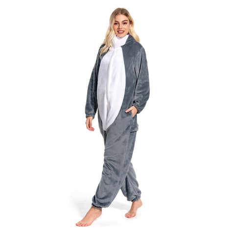 [OLAOLA] Sharks wear pajamas for adults on Halloween animal rooms wear pajamas wolf costumes are also warm room cold countermeasures lovely room clothes flannel for both men and women (