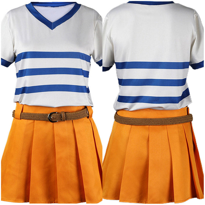 One Piece Nami Women T-shirt Skirt Party Carnival Halloween Cosplay Costume