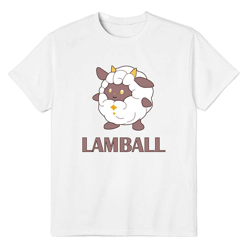 Palworld  Lamball Cosplay Cotton T-shirt  Men Women 3D Printed Short Sleeve Shirt