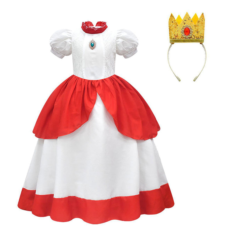 Peach dress Cosplay Costume Kids Dress Crown Halloween Carnival Disguise Roleplay Suit