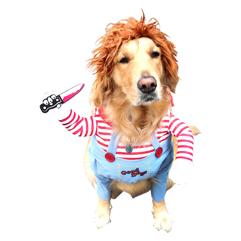 Pet Dog Funny Clothes Dogs Child‘s Play Cosplay Costume Halloween Christmas Outfits With Wig Set Pet Festival Party Clothing