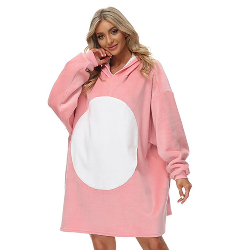 Pink TV Blanket Cosplay Costume Hoodie Bear Ears Oversized Coat Halloween Carnival Party Suit