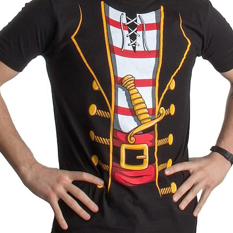 Pirate Jack Cosplay T-shirt Men Summer Short Sleeve Shirt