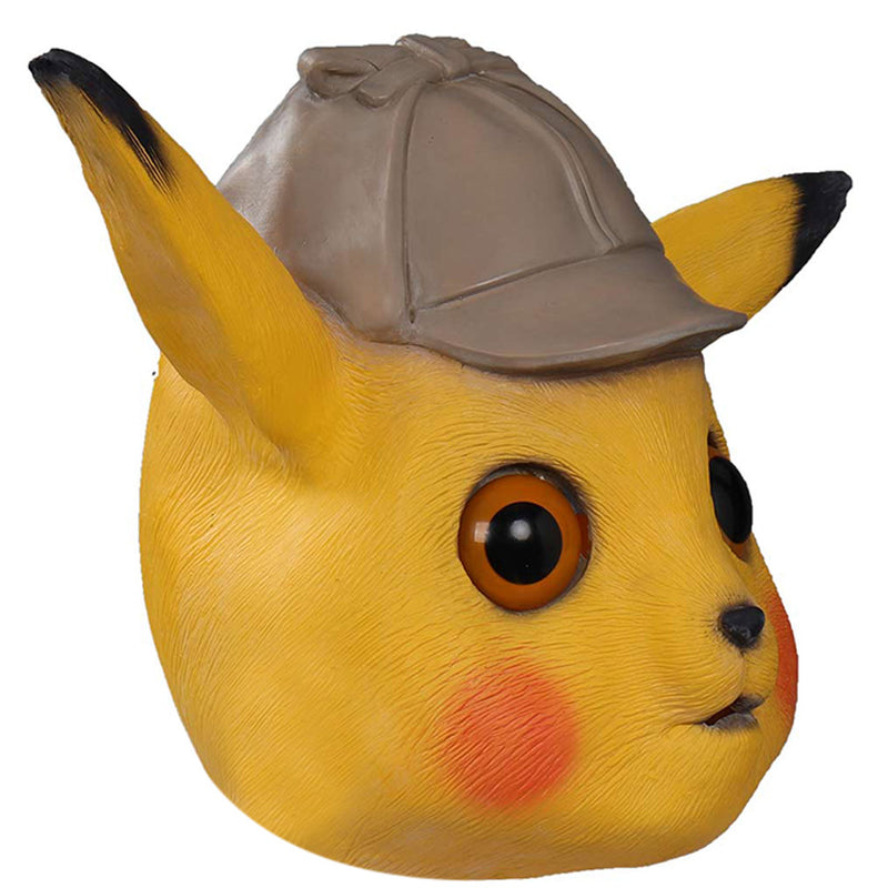 Pokemon：Detective Pikachu Mask Cosplay Latex Masks Helmet Masquerade Halloween Party Costume Props