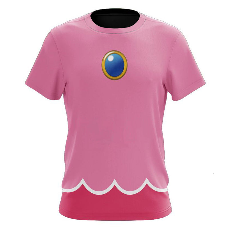 Princess Peach Cosplay T shirt Summer 3D Print Short Sleeve Shirt Halloween Carnival Party Suit