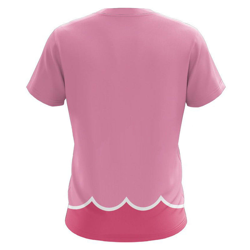 Princess Peach Cosplay T shirt Summer 3D Print Short Sleeve Shirt Halloween Carnival Party Suit