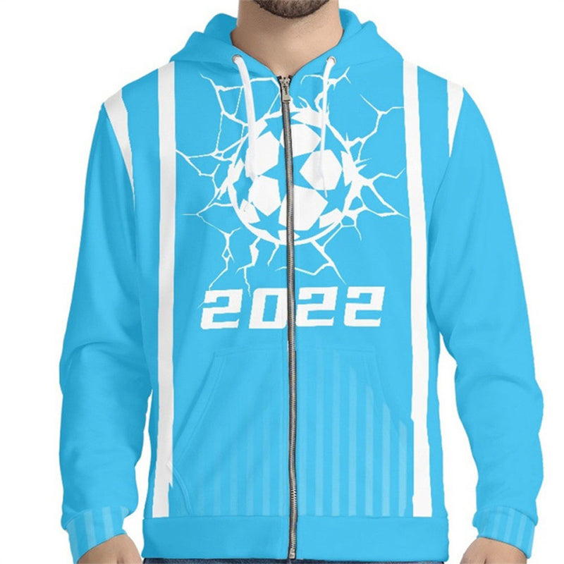 Qatar World Cup 2022 Argentina Cosplay Hoodie 3D Printed Hooded Sweatshirt Men Women Casual Streetwear Zip Up Jacket Coat