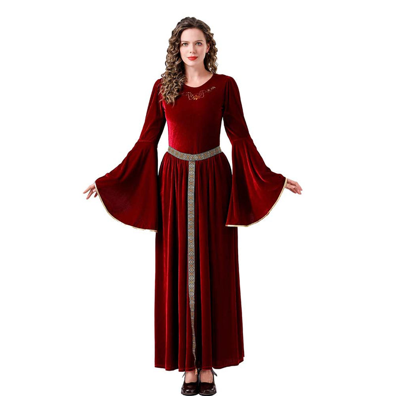 Renaissance Flare Sleeved Long Dress MedievalCosplay Costume Outfits Halloween Carnival Suit