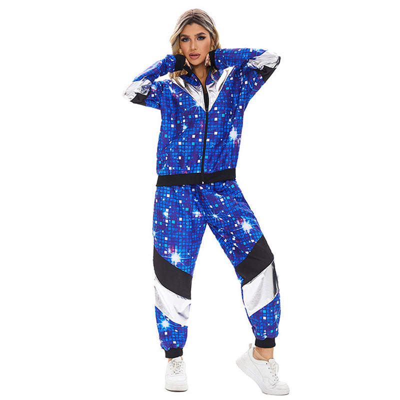 Rerto Hip Hop Disco Cosplay Costume Outfits Halloween Carnival Suit