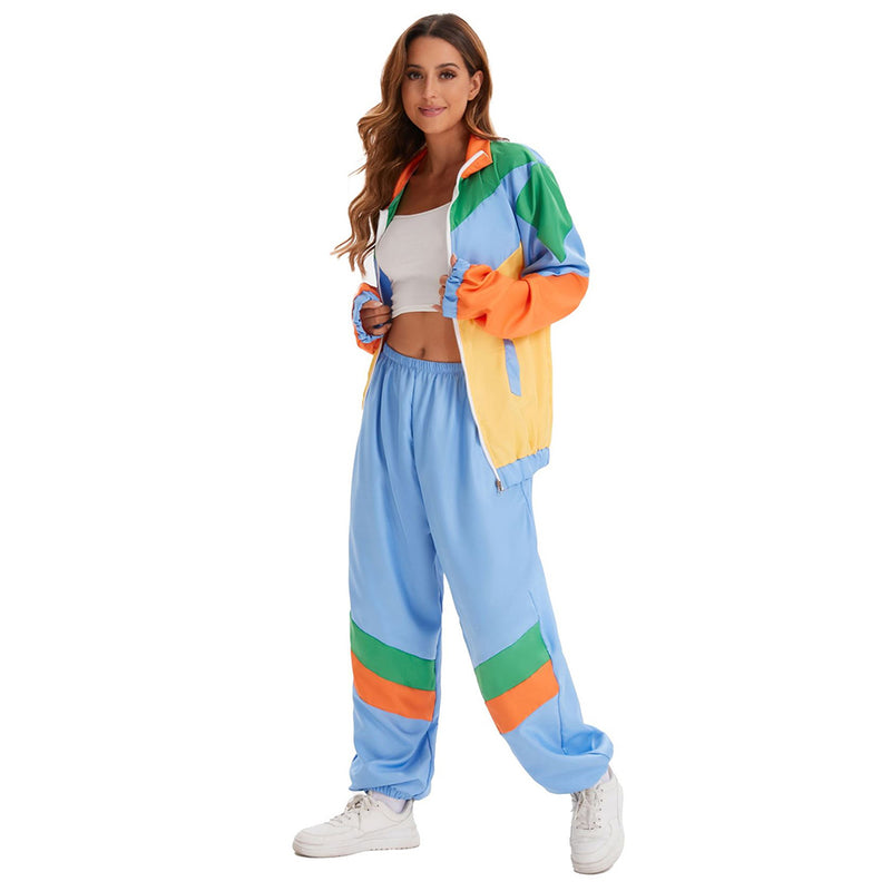 Retro70s Sportswear Hip Hop Dance Cosplay Costume Jacket Coat Pants Outfits Halloween Carnival Party Suit