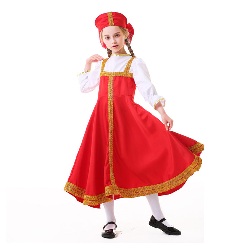 Russian ethnic clothing Cosplay Costume Outfits Halloween Carnival Suit