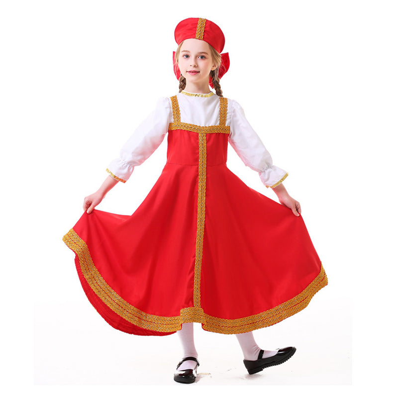 Russian ethnic clothing Cosplay Costume Outfits Halloween Carnival Suit