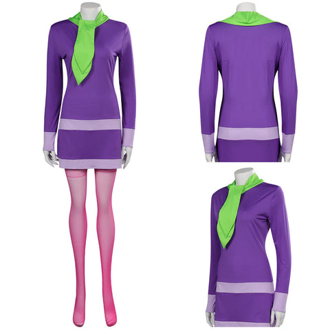 SCOOBY-DOO Daphne Blake Female  Adult Purple Dress Roleplay Party Carnival Halloween Cosplay Costume