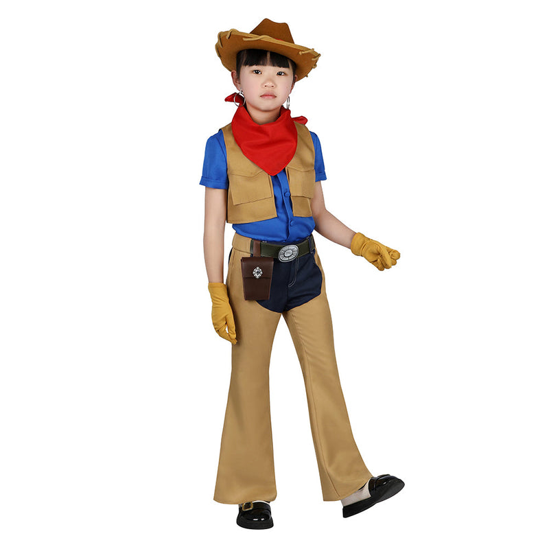 VeeGet Kids Children Game Princess Peach: Showtime! 2024 Cowboy Peach Brown Outfits Cosplay Costume