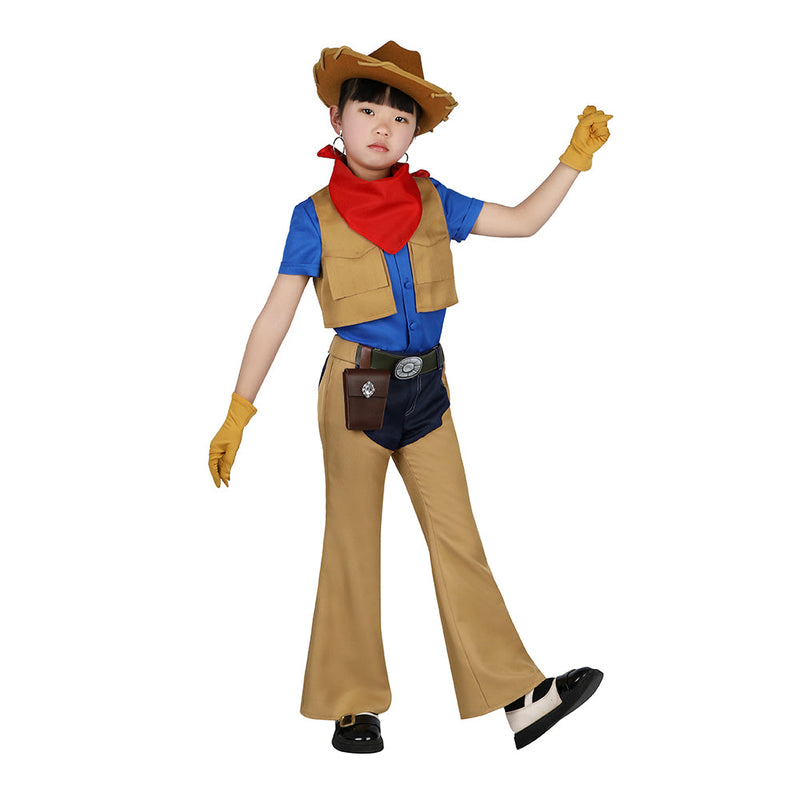 VeeGet Kids Children Game Princess Peach: Showtime! 2024 Cowboy Peach Brown Outfits Cosplay Costume