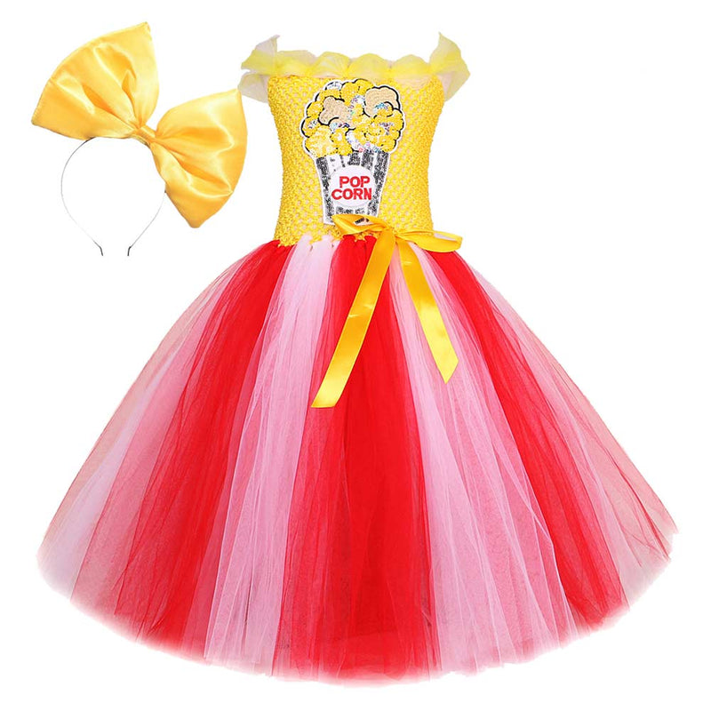 Sequin Popcorn Long Dress Children‘s Mesh Princess Dress Cosplay Costume Outfits Halloween Carnival Suit