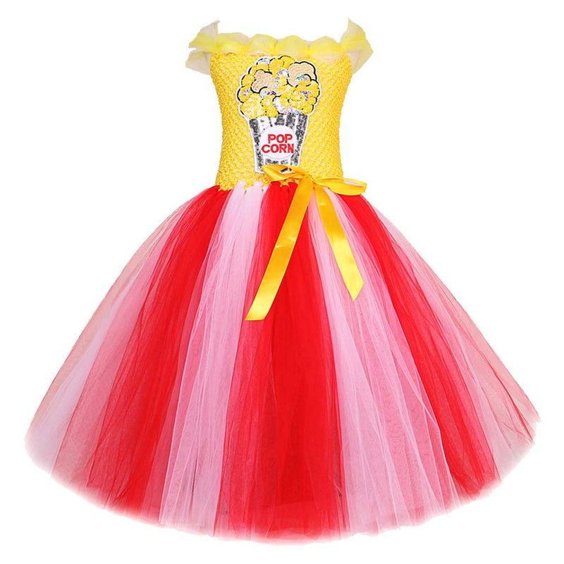 Sequin Popcorn Long Dress Children‘s Mesh Princess Dress Cosplay Costume Outfits Halloween Carnival Suit