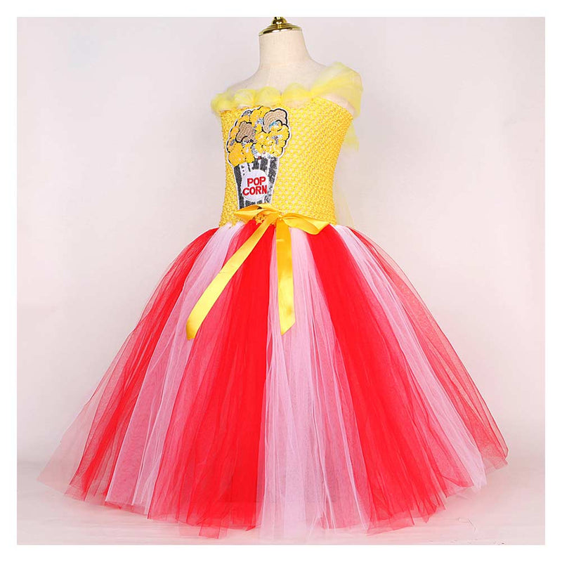 Sequin Popcorn Long Dress Children‘s Mesh Princess Dress Cosplay Costume Outfits Halloween Carnival Suit