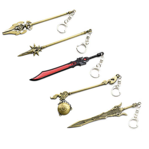 Game Genshin Impact Sword Keychains Genshin Cosplay Weapons Skyward Blade Metal Key Rings Gifts Collections Props 5Pcs/Set