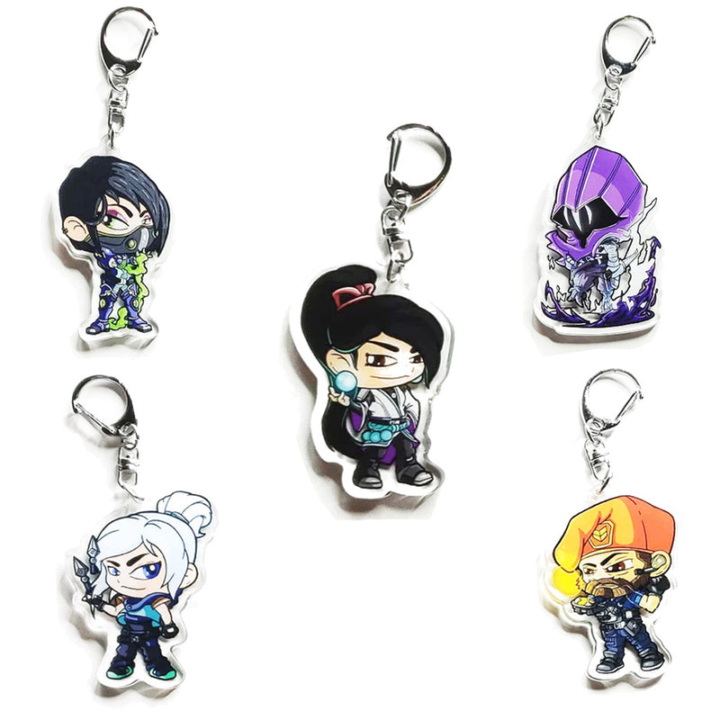 VALORANT KeyChain Men Anime Key Chain Women Acrylic Cosplay Japan Key Ring Pendant Party Killjoy Charm 5Pcs/Set