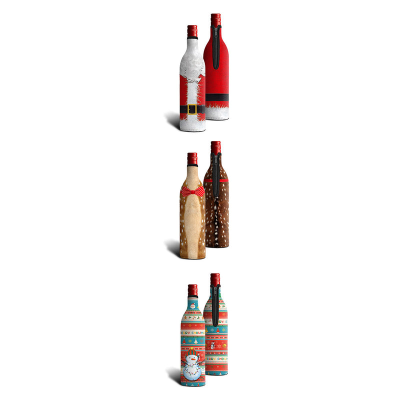 5Pcs/Set Christmas Sweater Red Wine Bottles Bag Washable Water Bottle Cover Reusable Protective Bag for Wines Festive Table Decoration