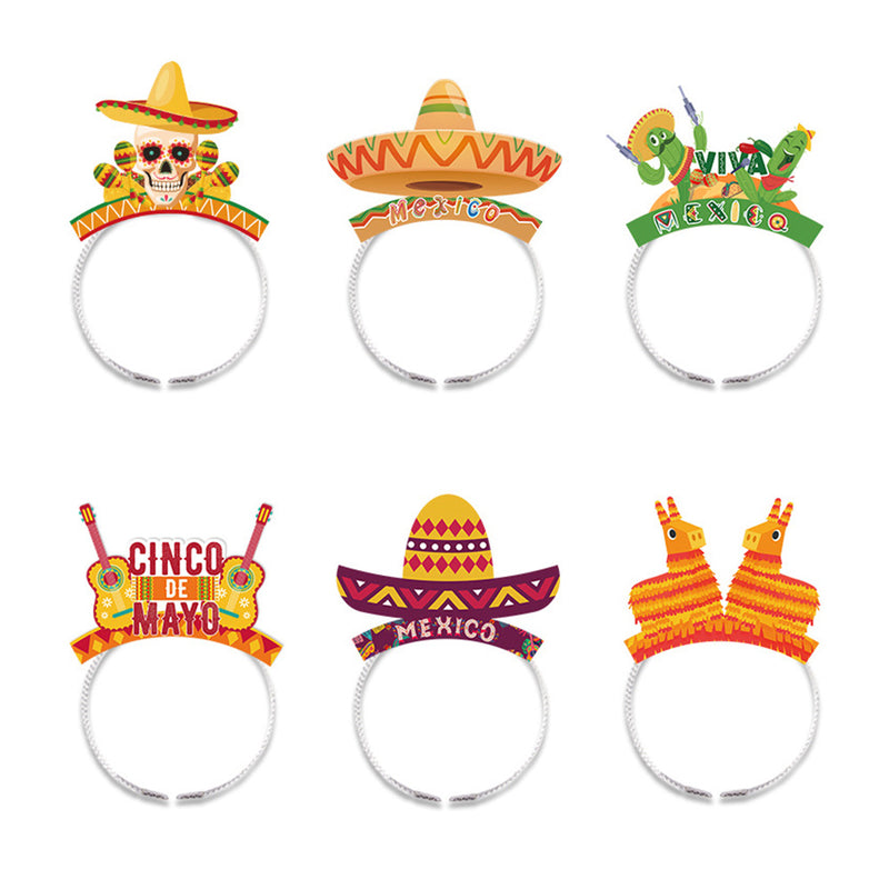 6Pcs/Set Mexican Headband Carnival Party Funny Hats Accessories Birthday Party Decoration Headdress For Kids