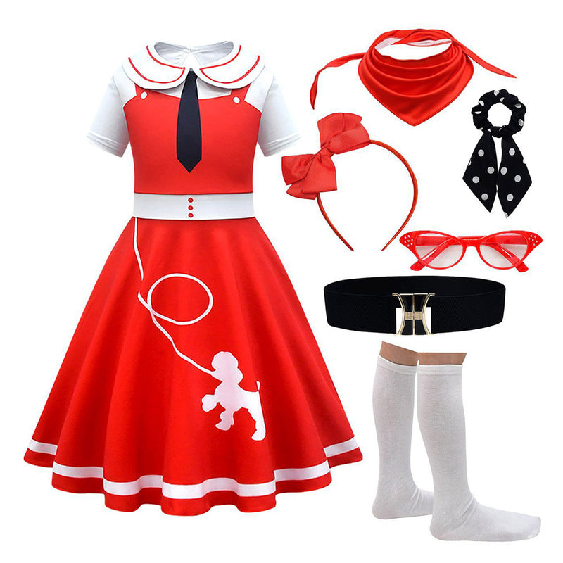 Kids Children 6Pcs/Set Poodle Cosplay Costume Outfits Halloween Carnival Suit