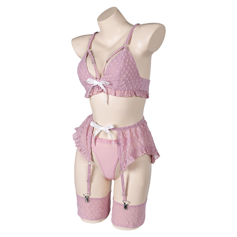 sexy bowknot Cosplay Costume Outfits Halloween Carnival Suit Lingerie for Women pink