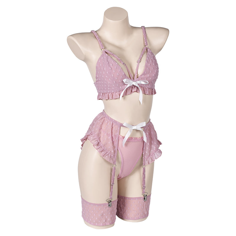 sexy bowknot Cosplay Costume Outfits Halloween Carnival Suit Lingerie for Women pink